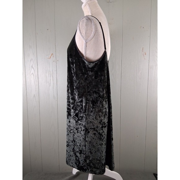 Victorias Secret Crushed Velvet Black Slip Dress Nightgown Sleep Medium/ Large - Picture 4 of 10